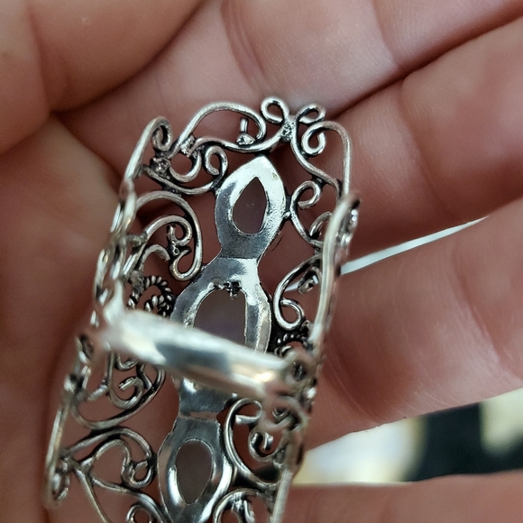 New Rainbow Moonstone 925 Silver Statement Ring. - Picture 9 of 11